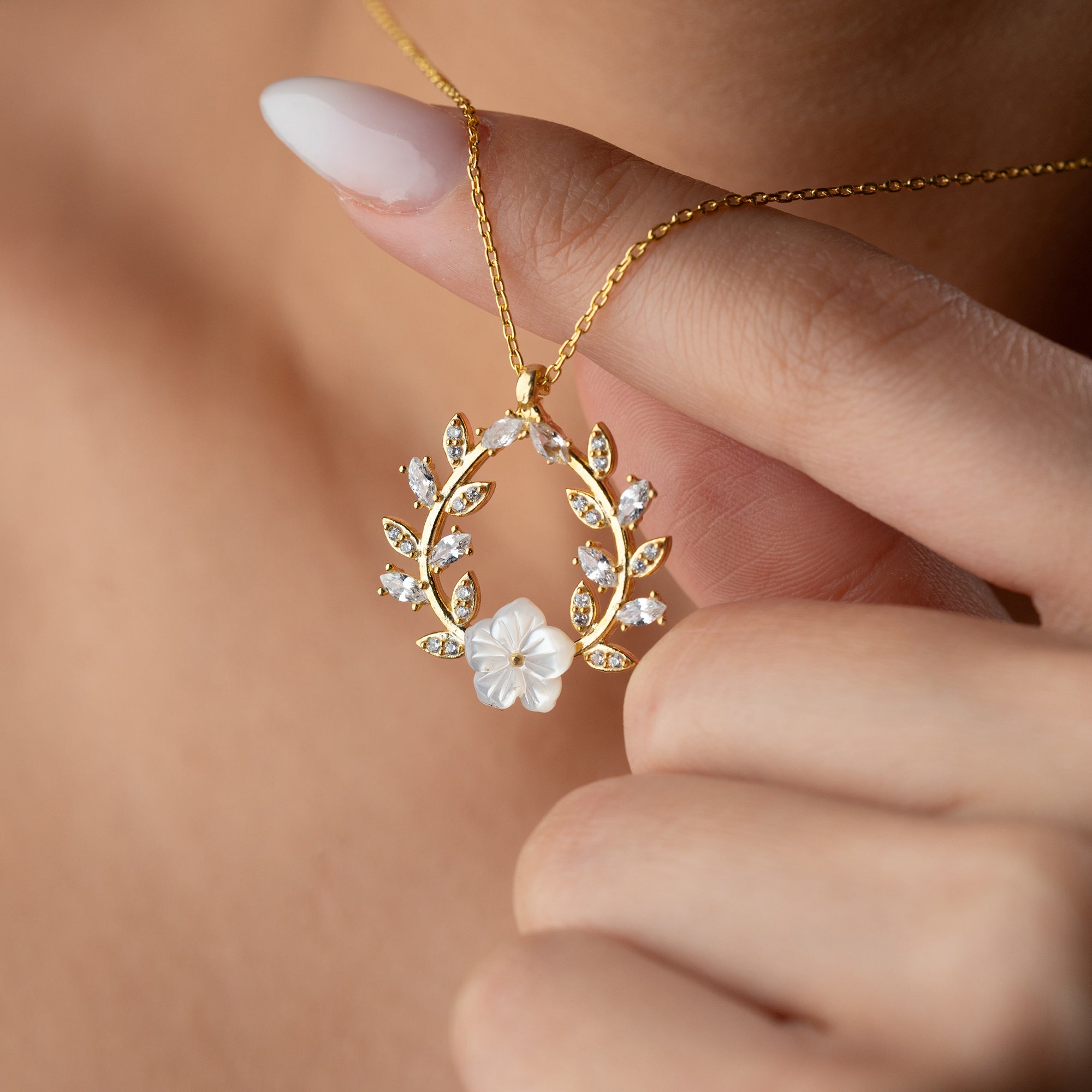 PÄRLMOTOR BLOMMA KRAGE | 925 SILVER 