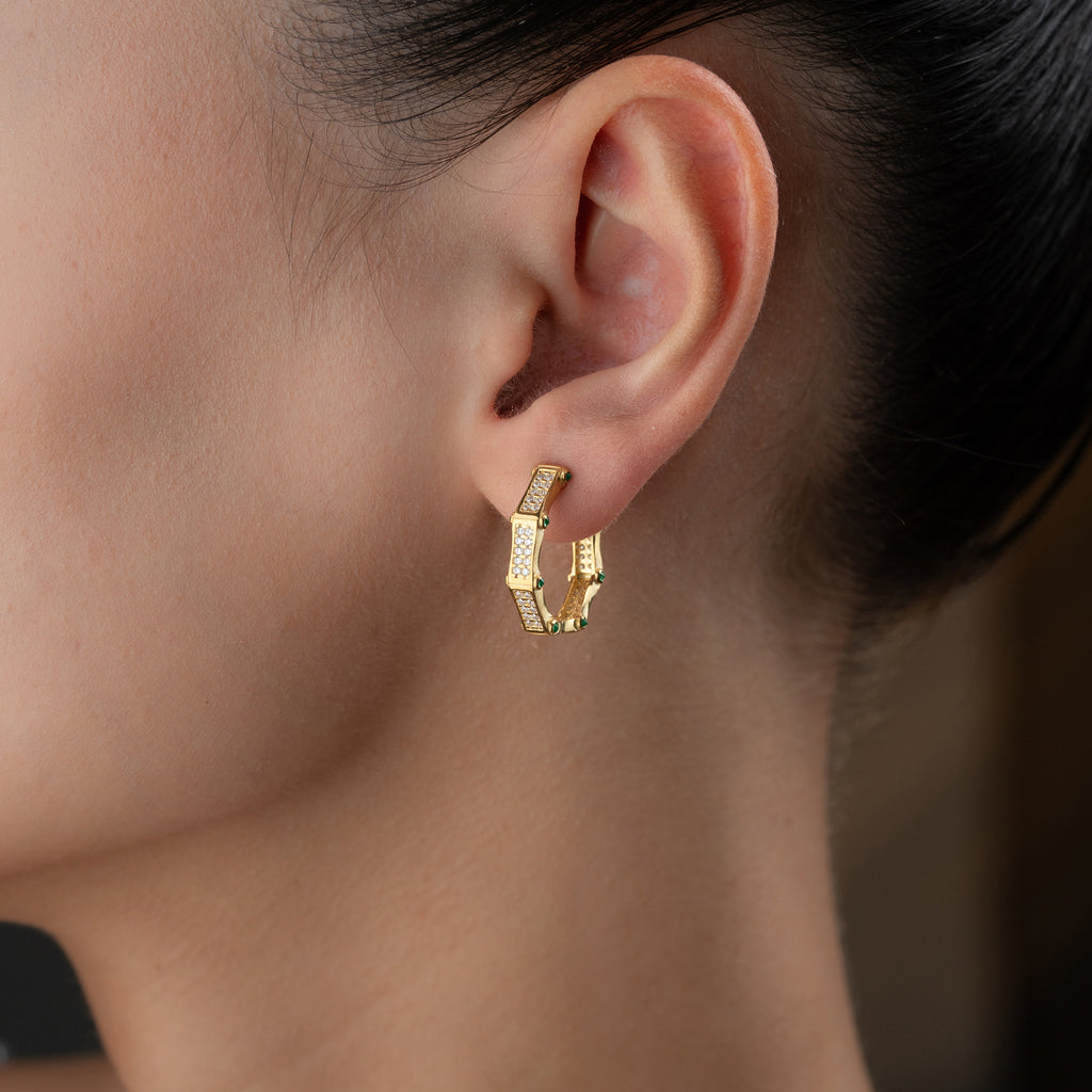 JUNA GRÖNA ÖRHÄNGEN | 925 SILVER