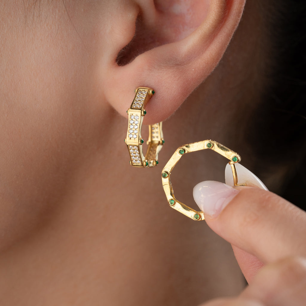 JUNA GRÖNA ÖRHÄNGEN | 925 SILVER