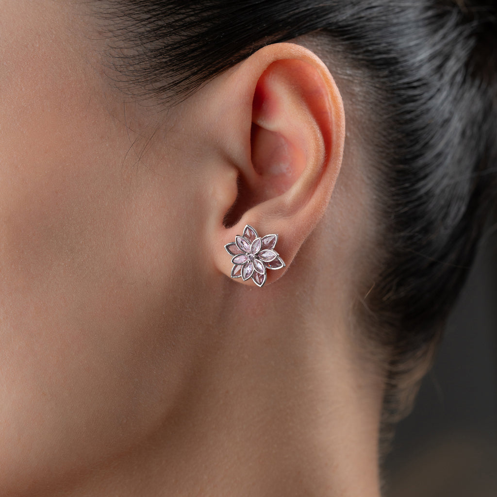 LILA LOTUS BLOMMA ÖRHÄNGNING | 925 SILVER