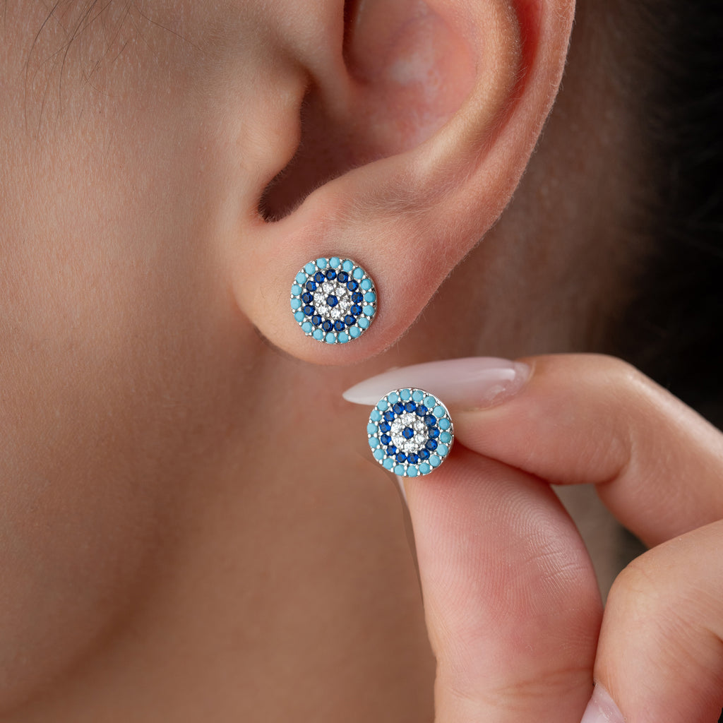 BLÅ NAZAR ÖRHÄNGEN | 925 SILVER