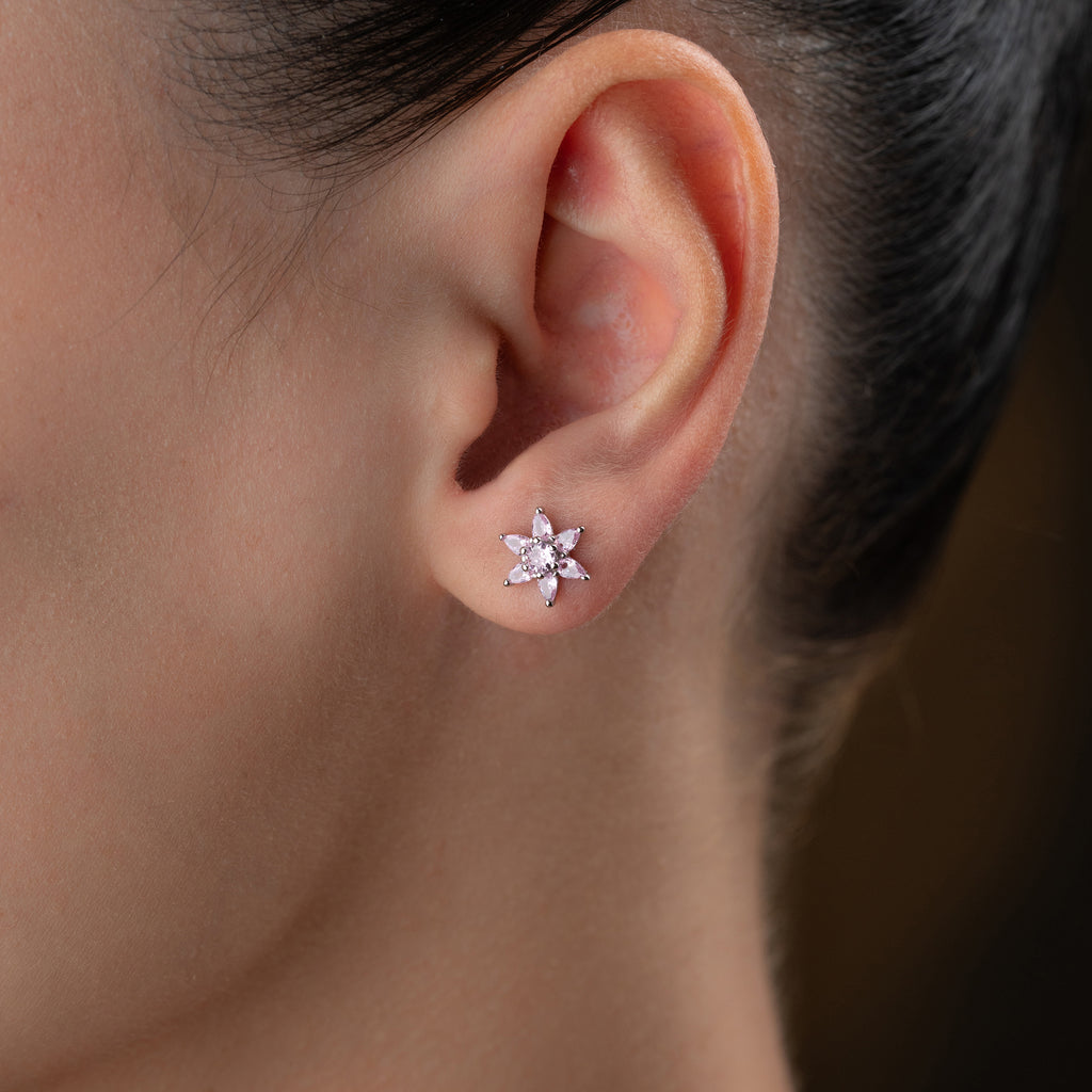 MINI LOTUS ROSA ÖRONHÄNGAR | 925 SILVER