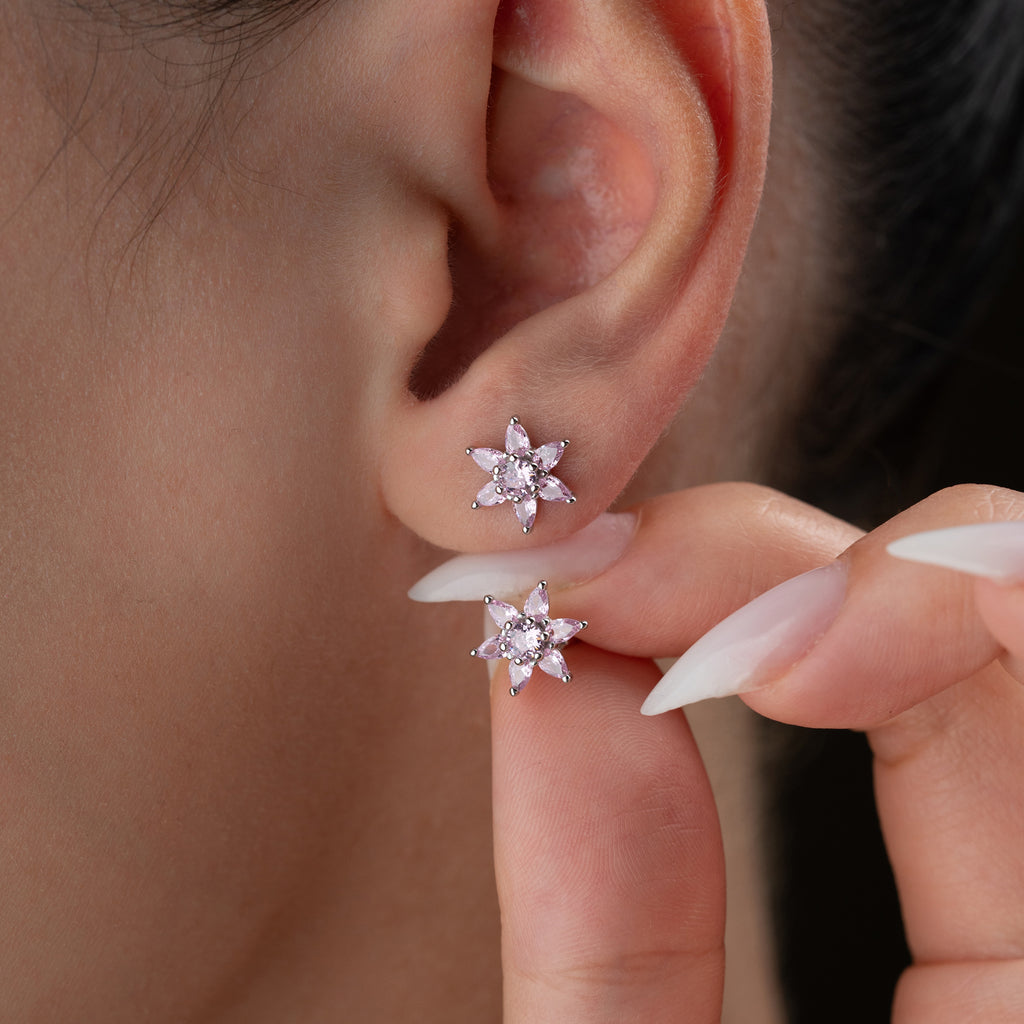 MINI LOTUS ROSA ÖRONHÄNGAR | 925 SILVER