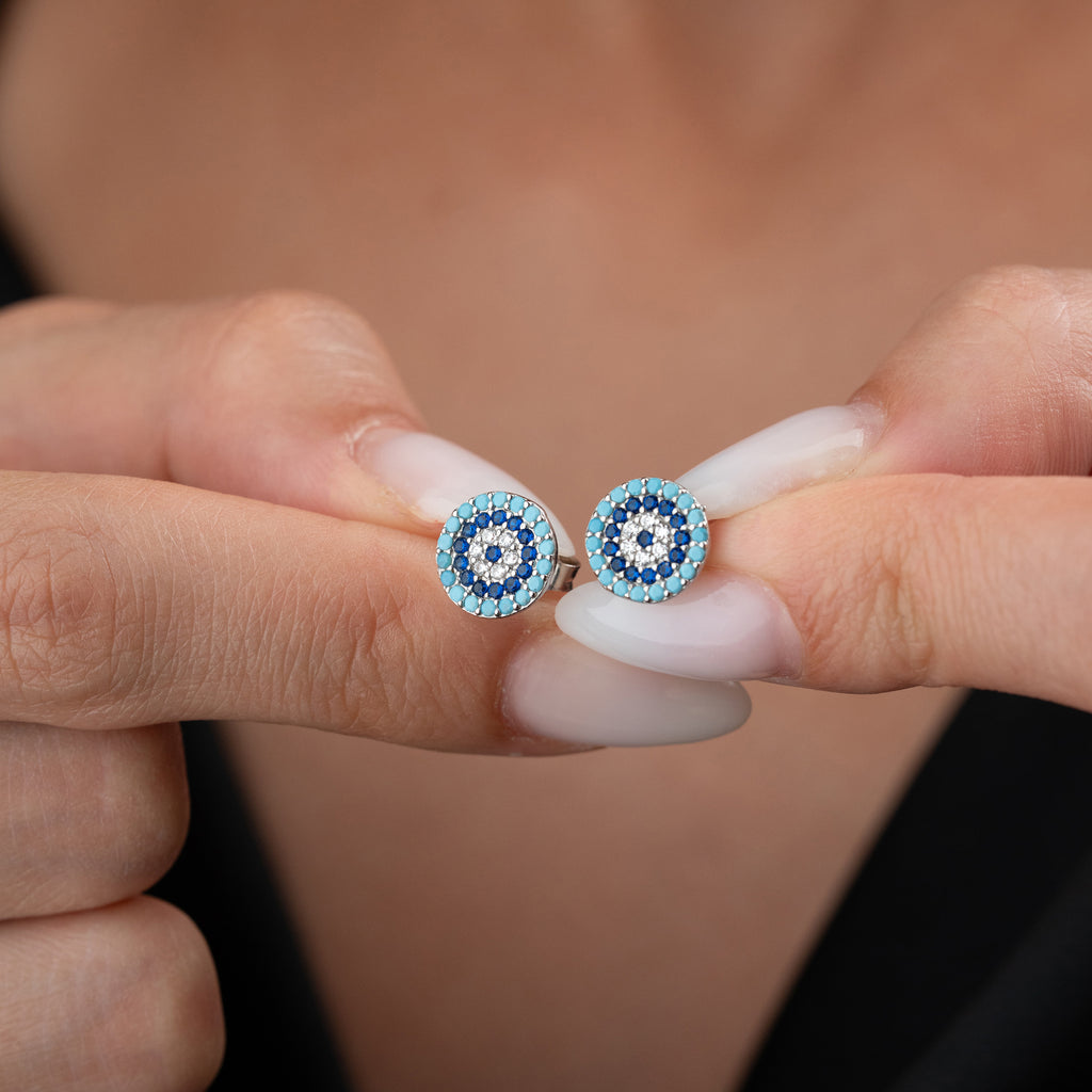 BLÅ NAZAR ÖRHÄNGEN | 925 SILVER