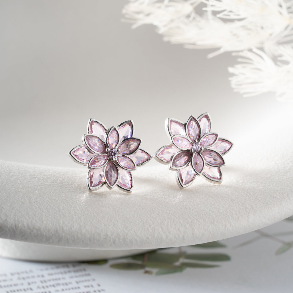 LILA LOTUS BLOMMA ÖRHÄNGNING | 925 SILVER