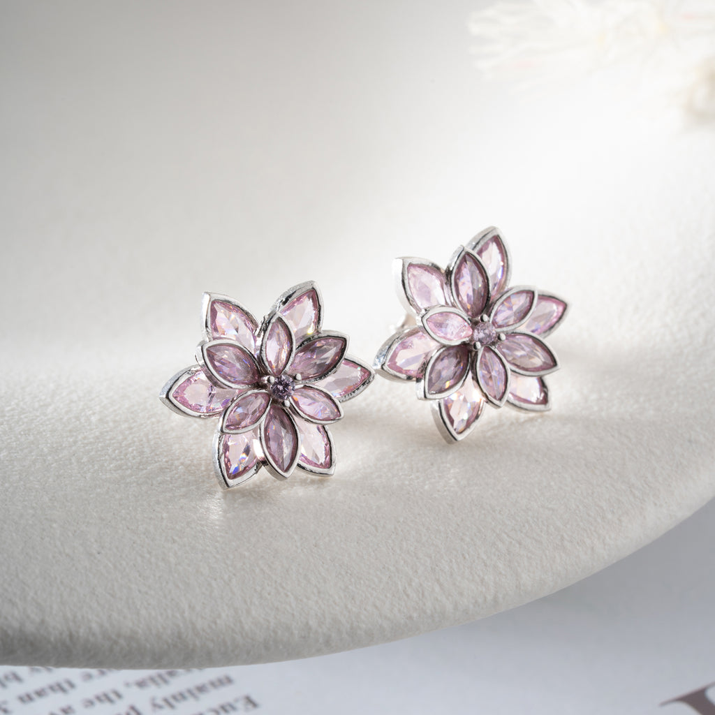 LILA LOTUS BLOMMA ÖRHÄNGNING | 925 SILVER