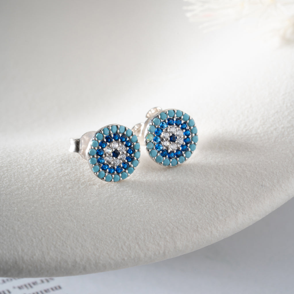 BLÅ NAZAR ÖRHÄNGEN | 925 SILVER