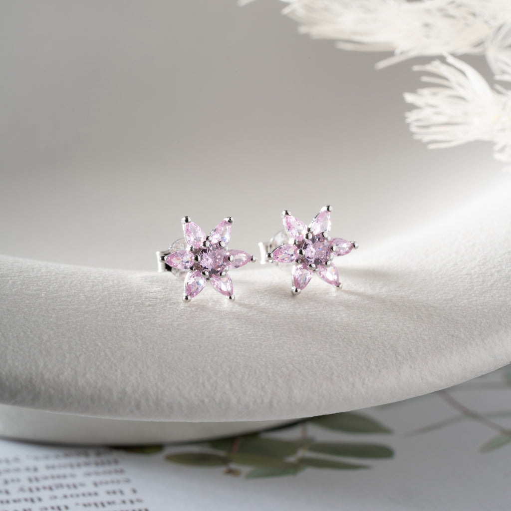 MINI LOTUS ROSA ÖRONHÄNGAR | 925 SILVER