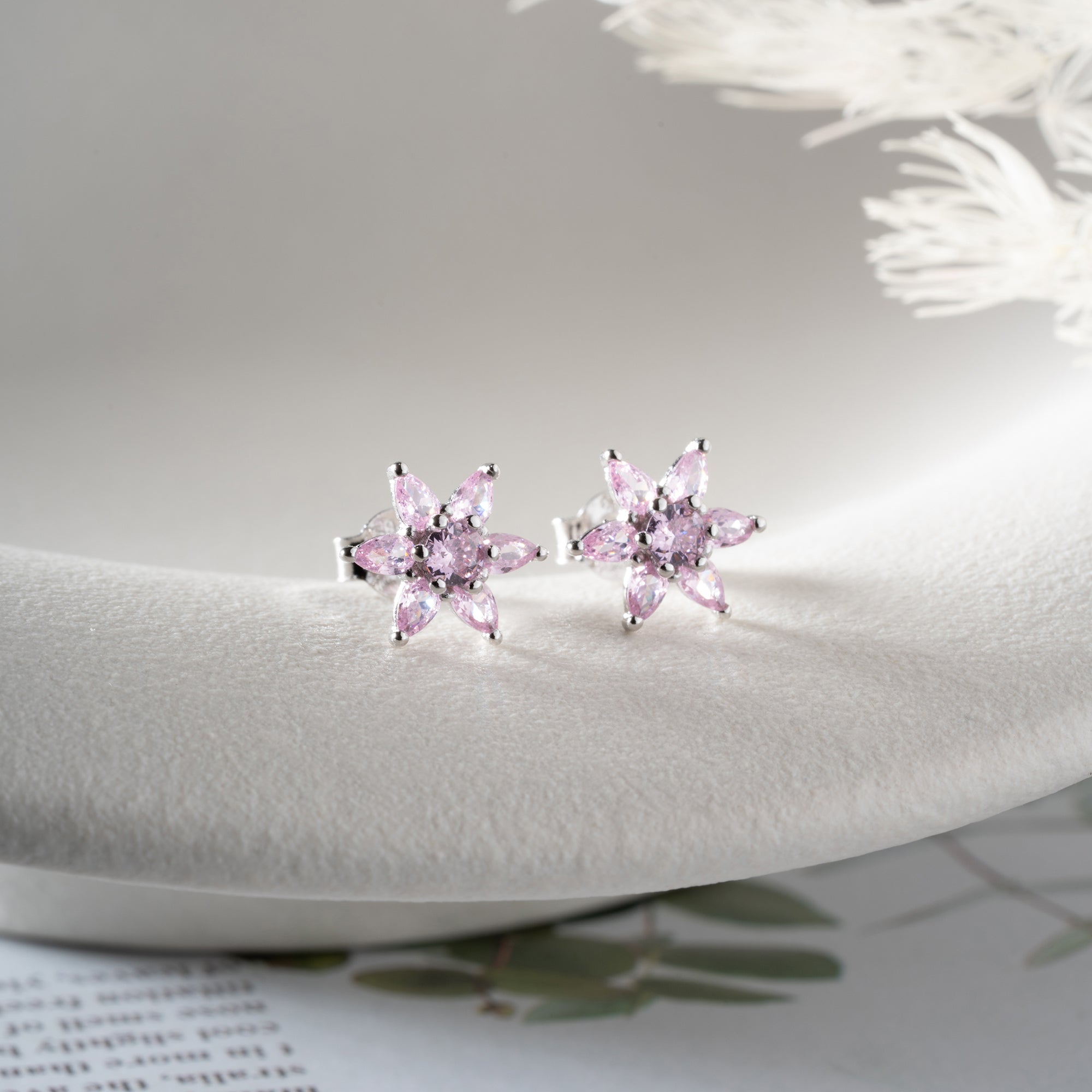 MINI LOTUS ROSA ÖRONHÄNGAR | 925 SILVER