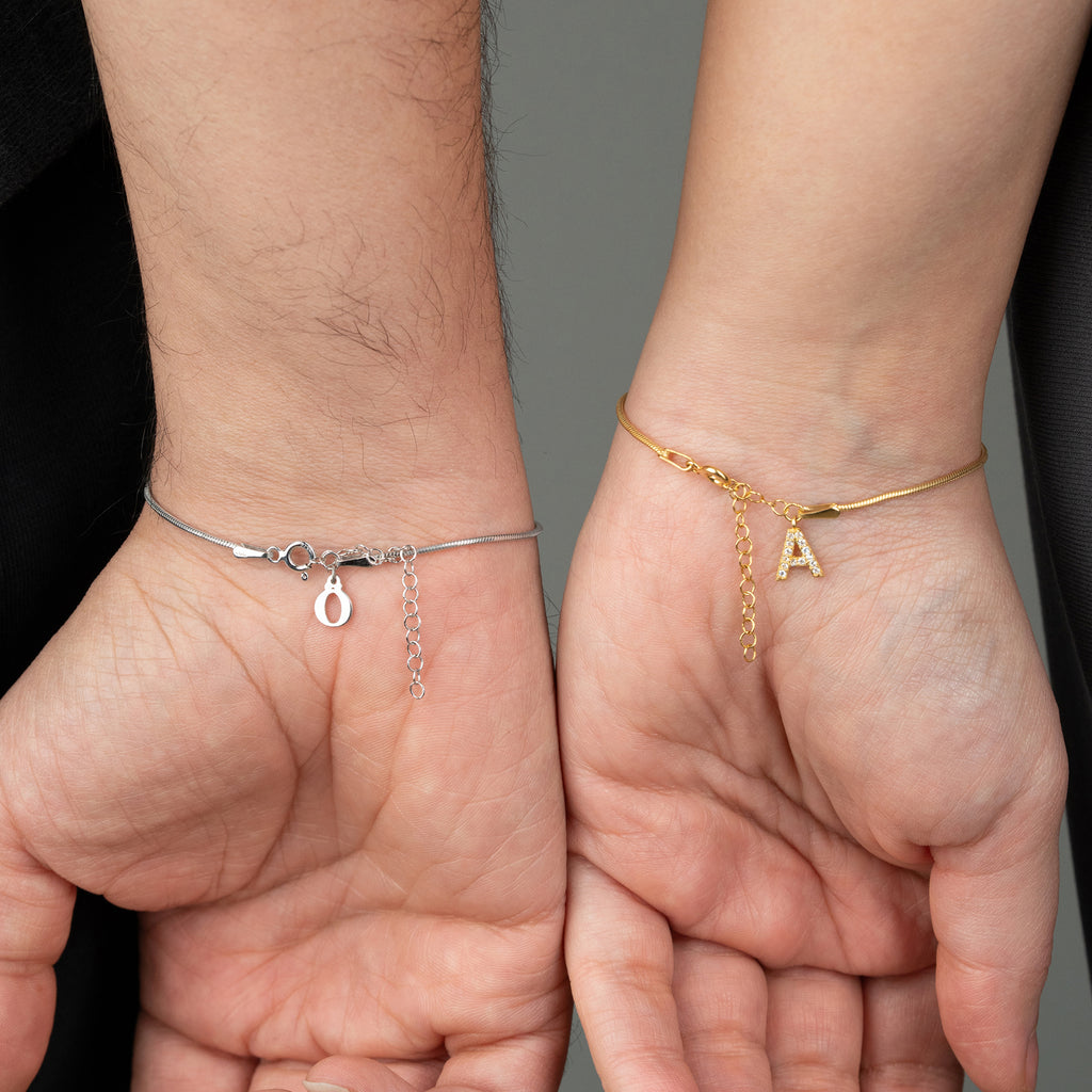 SMART ARMBAND MED ORMSKINN MED BOKSTÄVER PARTNER | 925 SILVER