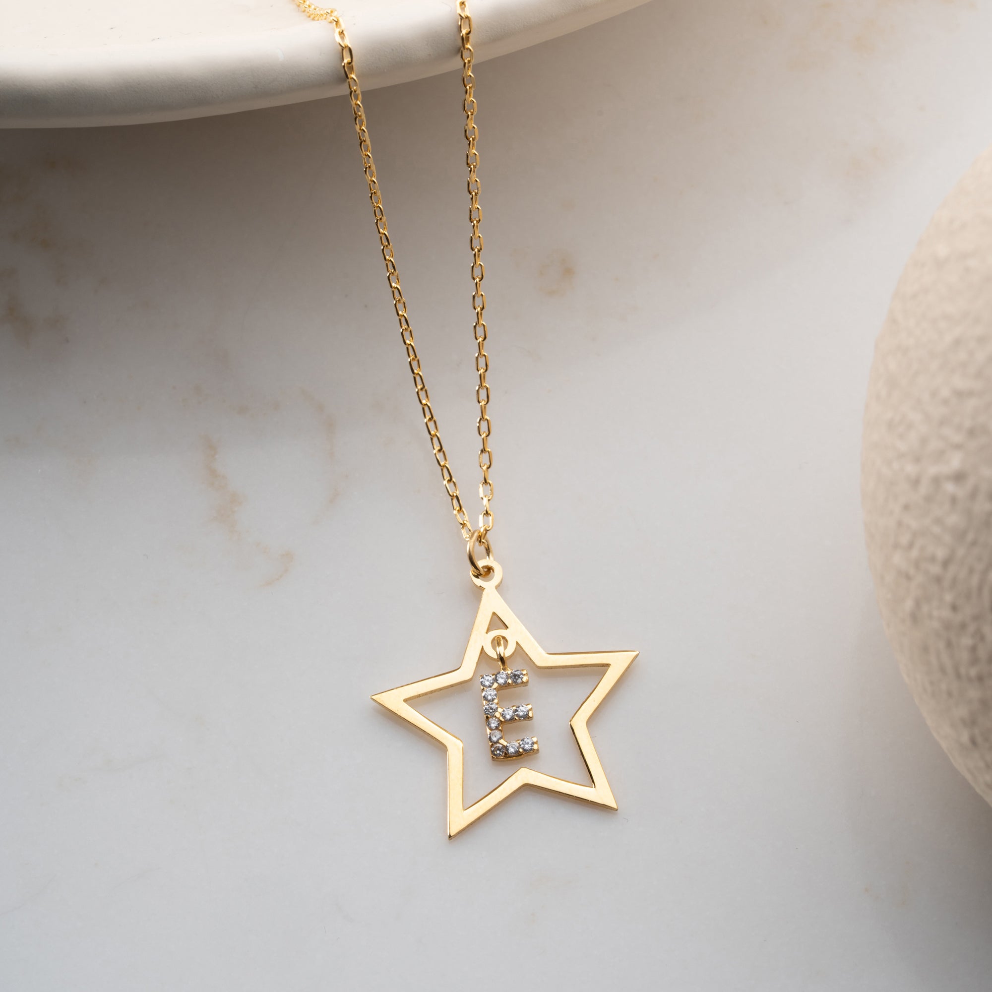 ZIRKONSTENS STJÄRNA BOKSTAVSKRABBE | 925 SILVER