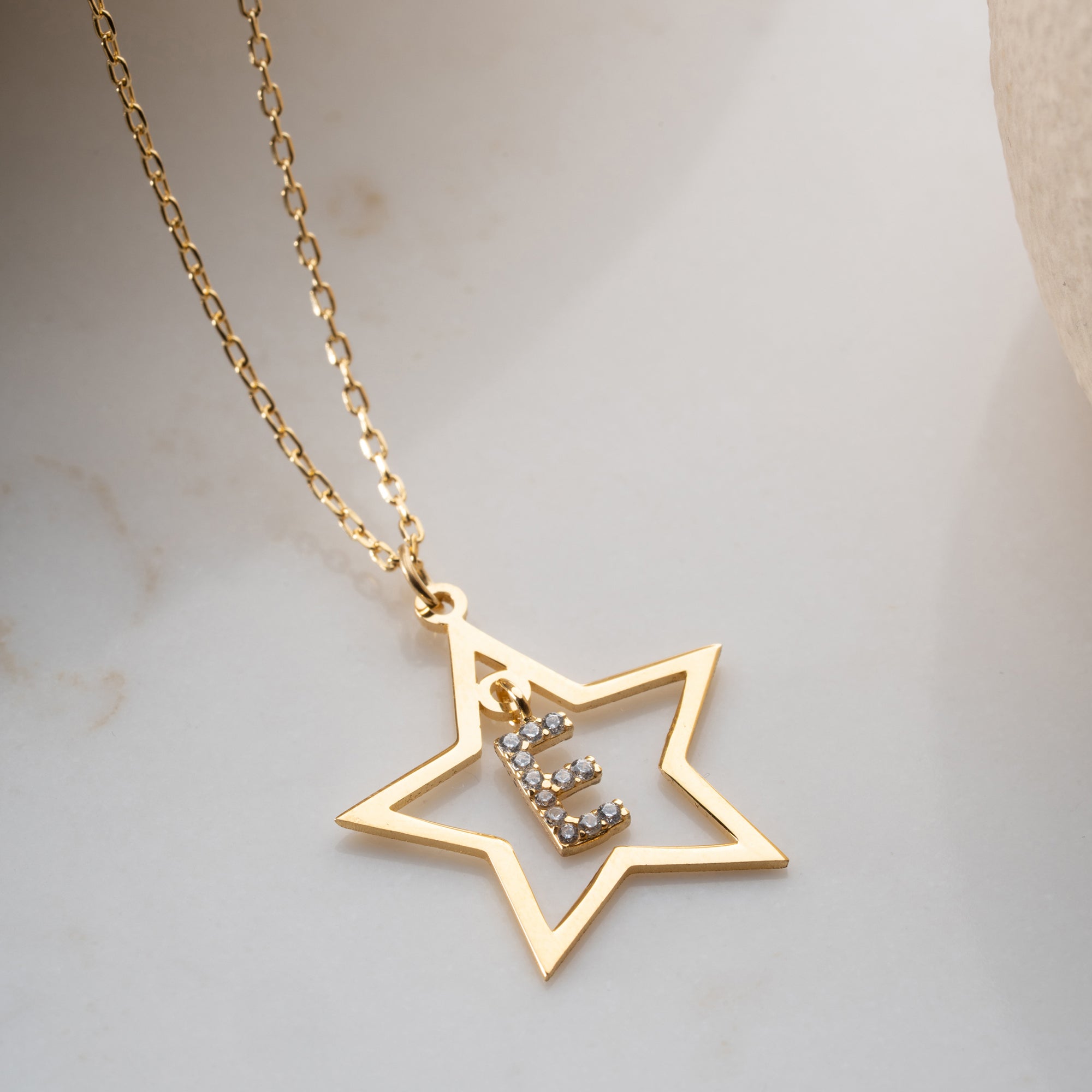 ZIRKONSTENS STJÄRNA BOKSTAVSKRABBE | 925 SILVER