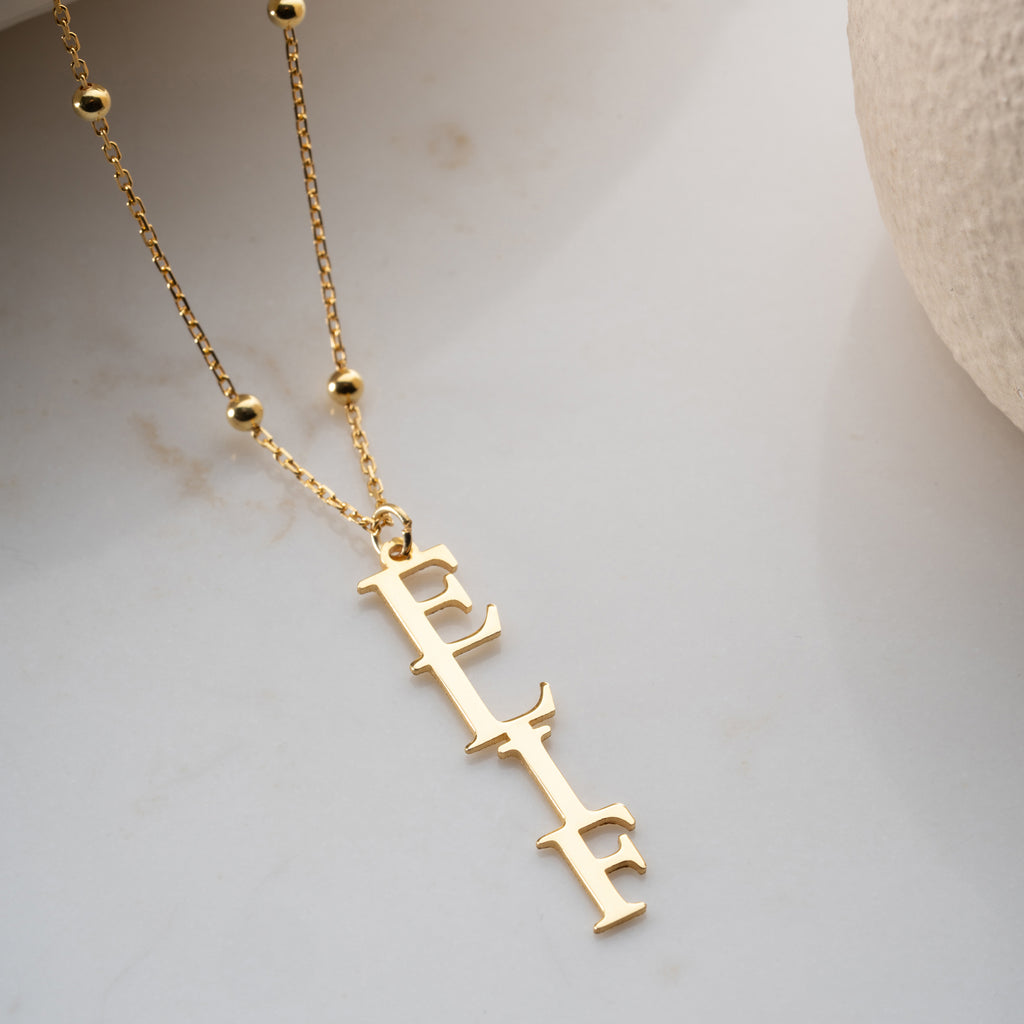 VINTAGE VERTIKALT NAMNHALSBAND | 925 SILVER