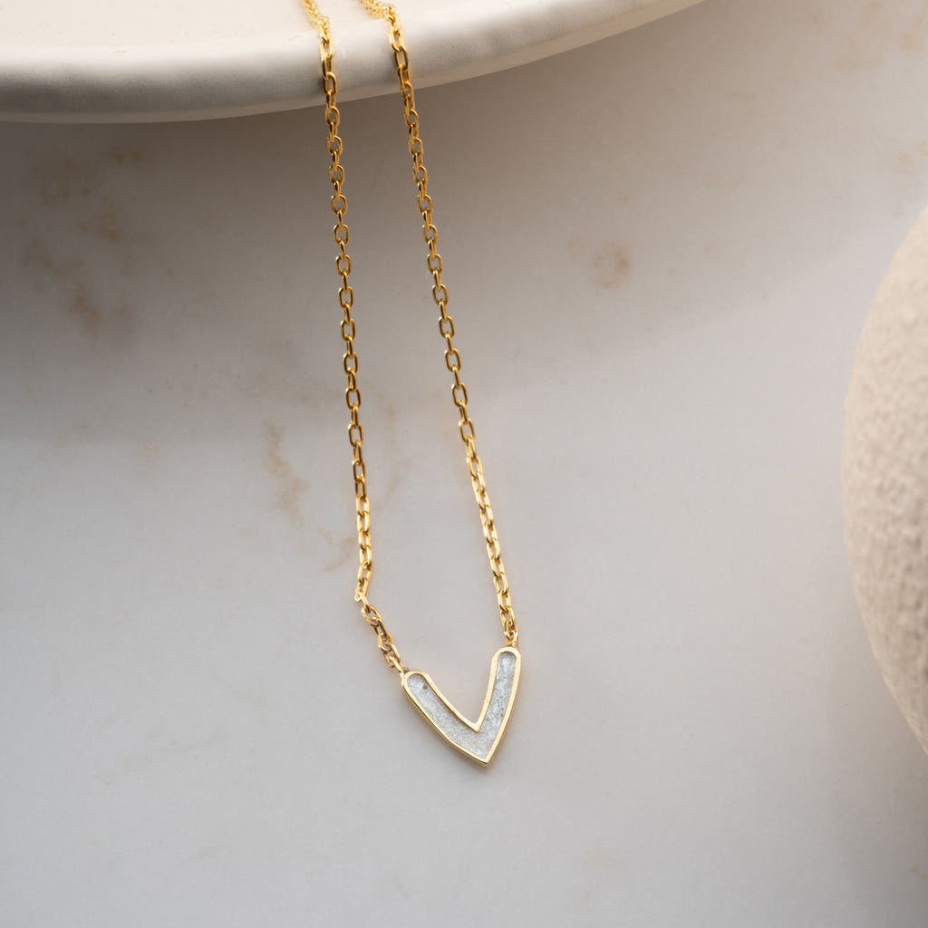 MINIMAL VITT HJÄRTA KRAGE | 925 SILVER