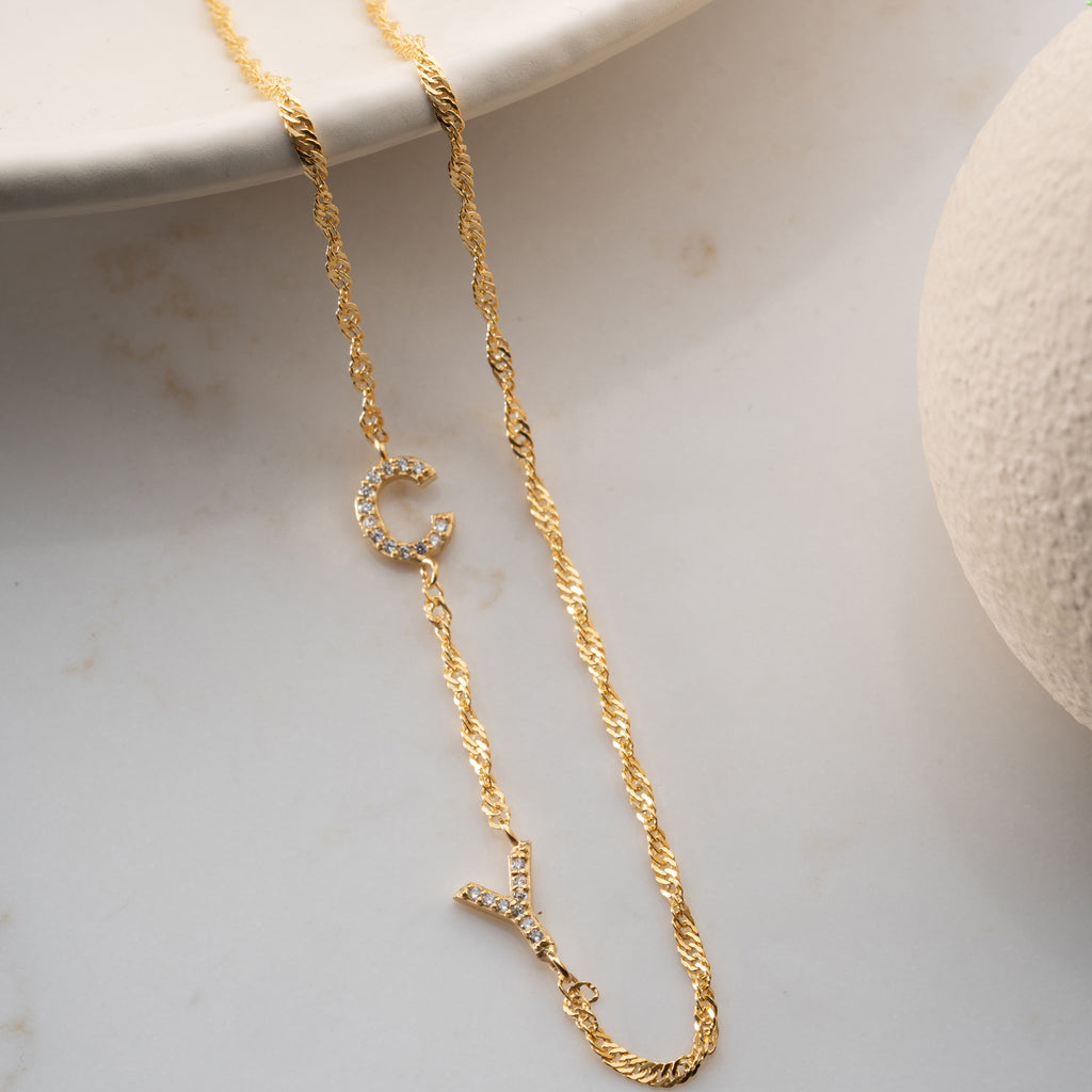 SINGAPORE DUO ZIRKONIA BRUKSHALSBAND | 925 SILVER