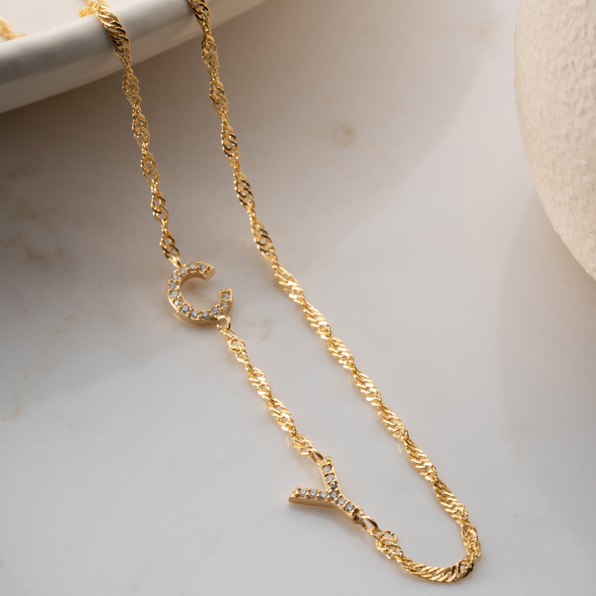 SINGAPORE DUO ZIRKONIA BRUKSHALSBAND | 925 SILVER