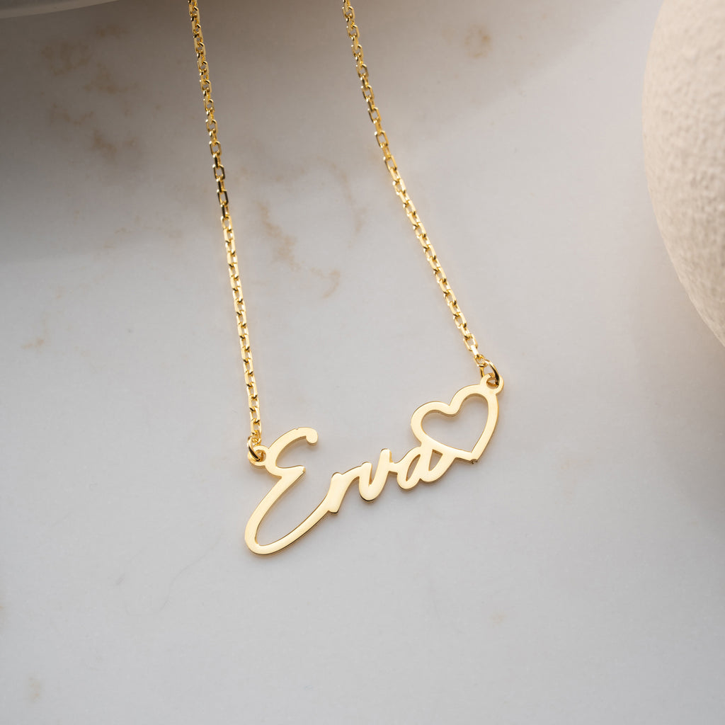 HJÄRTA NAMN KRAGE | 925 SILVER