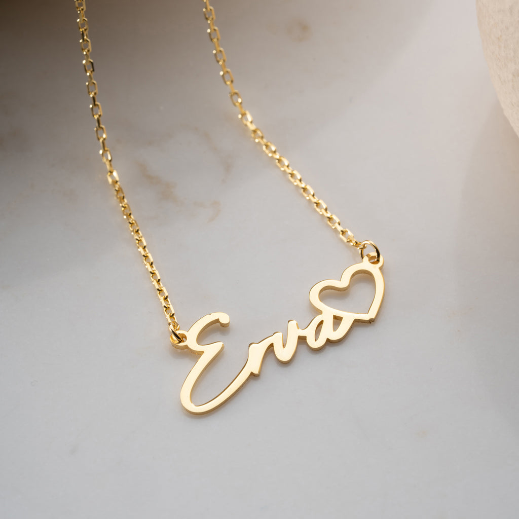 HJÄRTA NAMN KRAGE | 925 SILVER