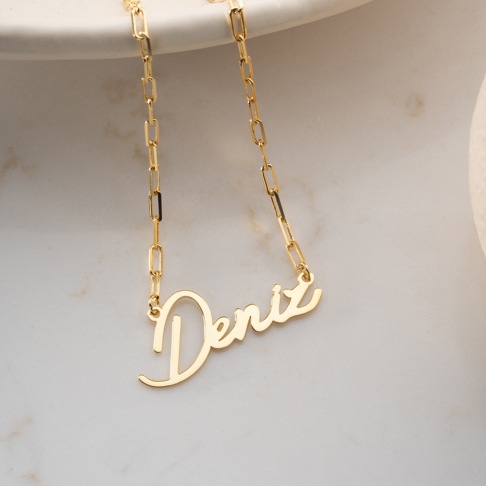 HORISONTAL SÄLLEN NAMN KEDJA MED STEN | 925 SILVER