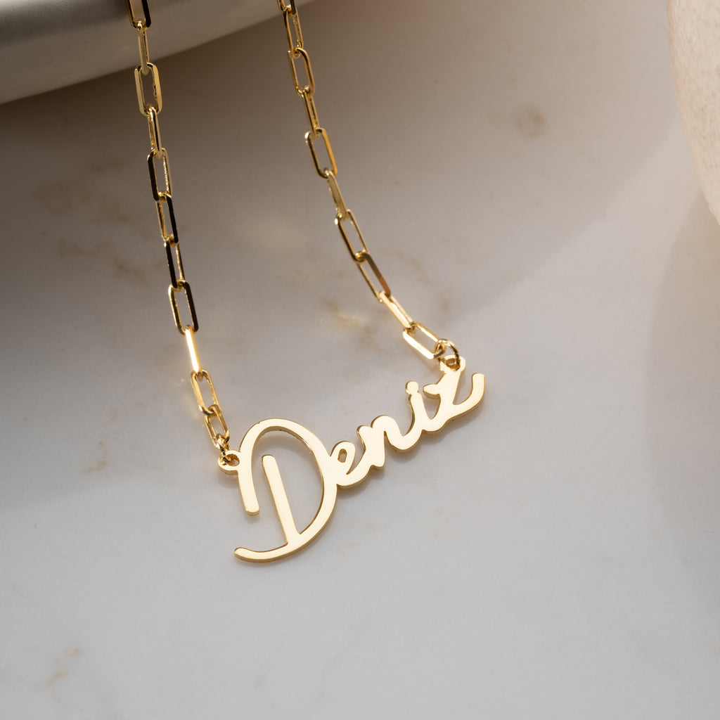 HORISONTAL SÄLLEN NAMN KEDJA MED STEN | 925 SILVER