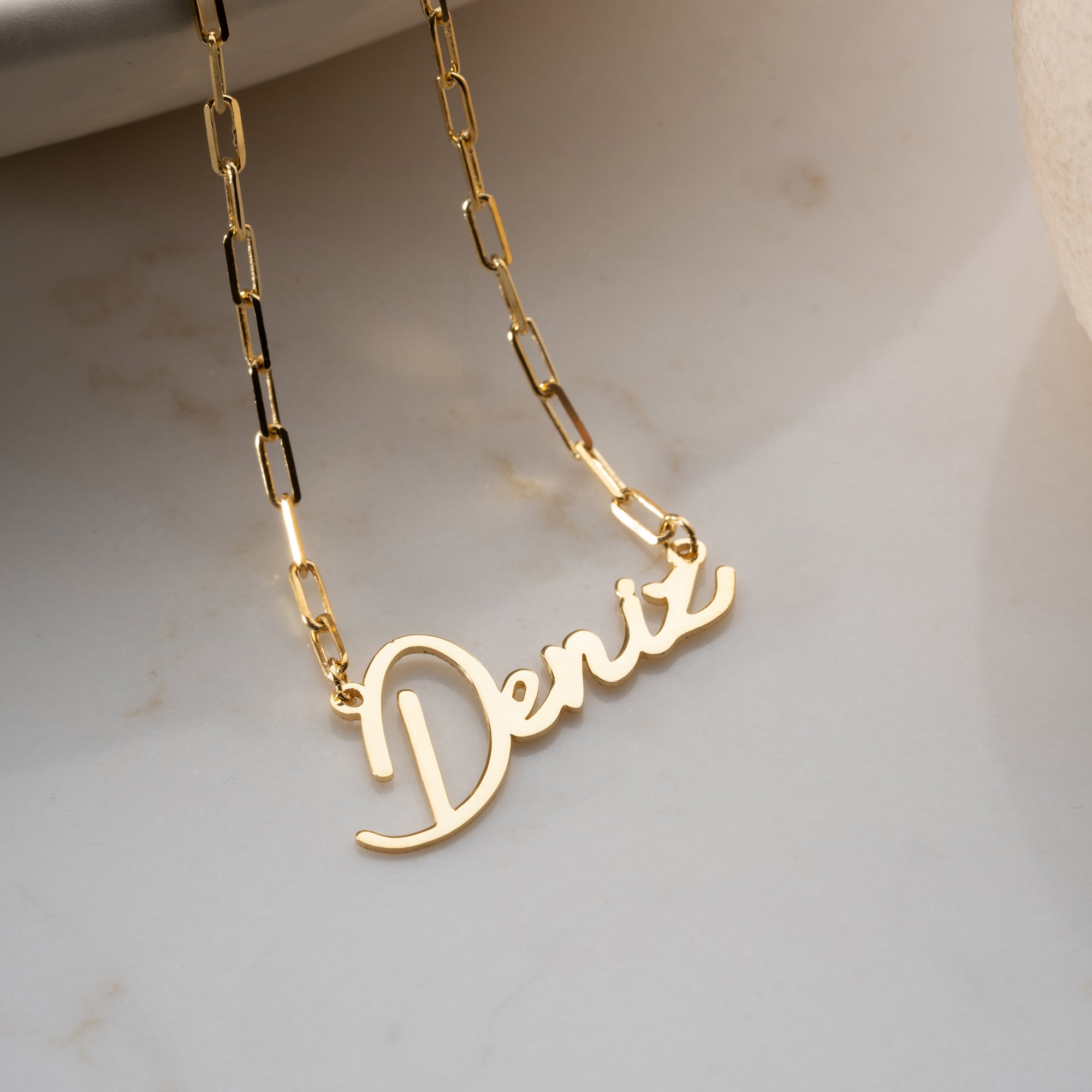 HORISONTAL SÄLLEN NAMN KEDJA MED STEN | 925 SILVER