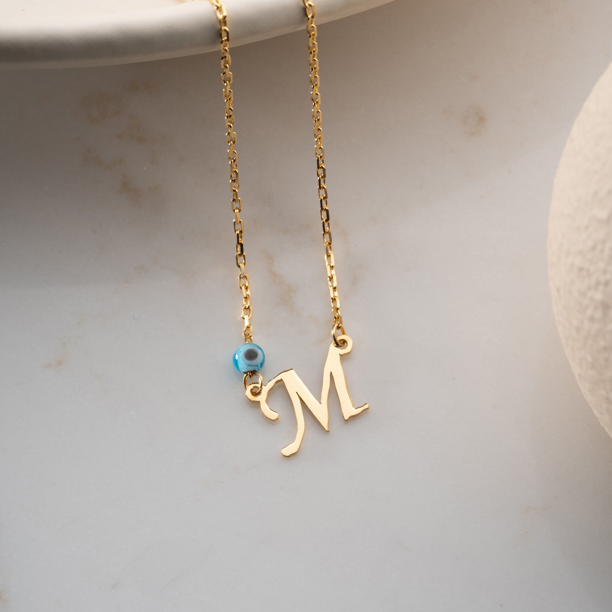 BREV KRAGE MED BLÅT ÖGON | 925 SILVER