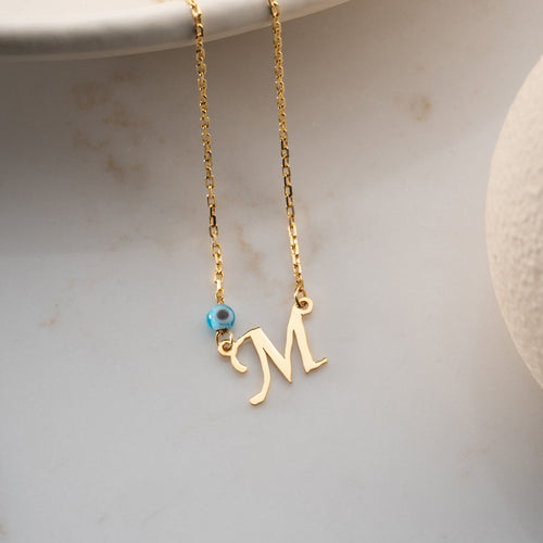 BREV KRAGE MED BLÅT ÖGON | 925 SILVER