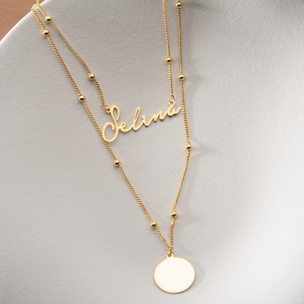 VINTAGE GOURMET NAMN KRAGE MED PLATSER | 925 SILVER