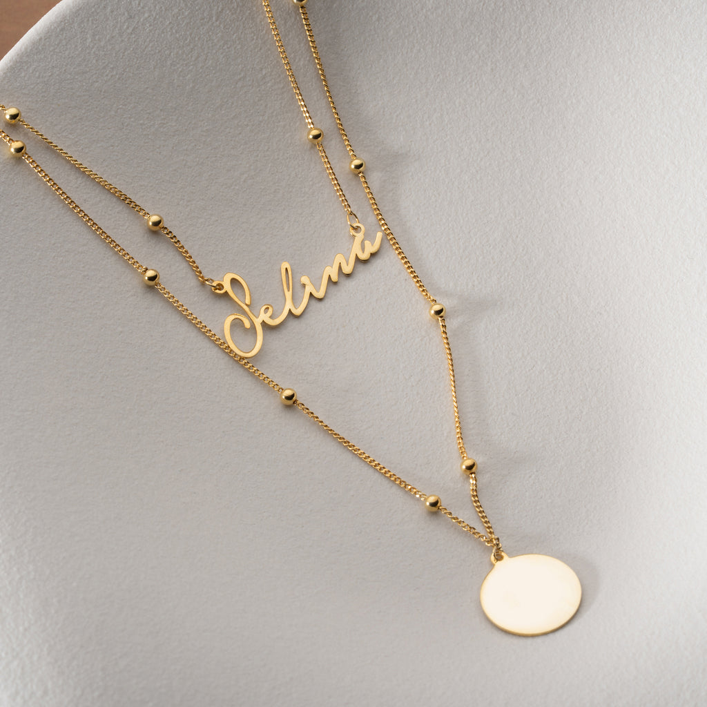 VINTAGE GOURMET NAMN KRAGE MED PLATSER | 925 SILVER