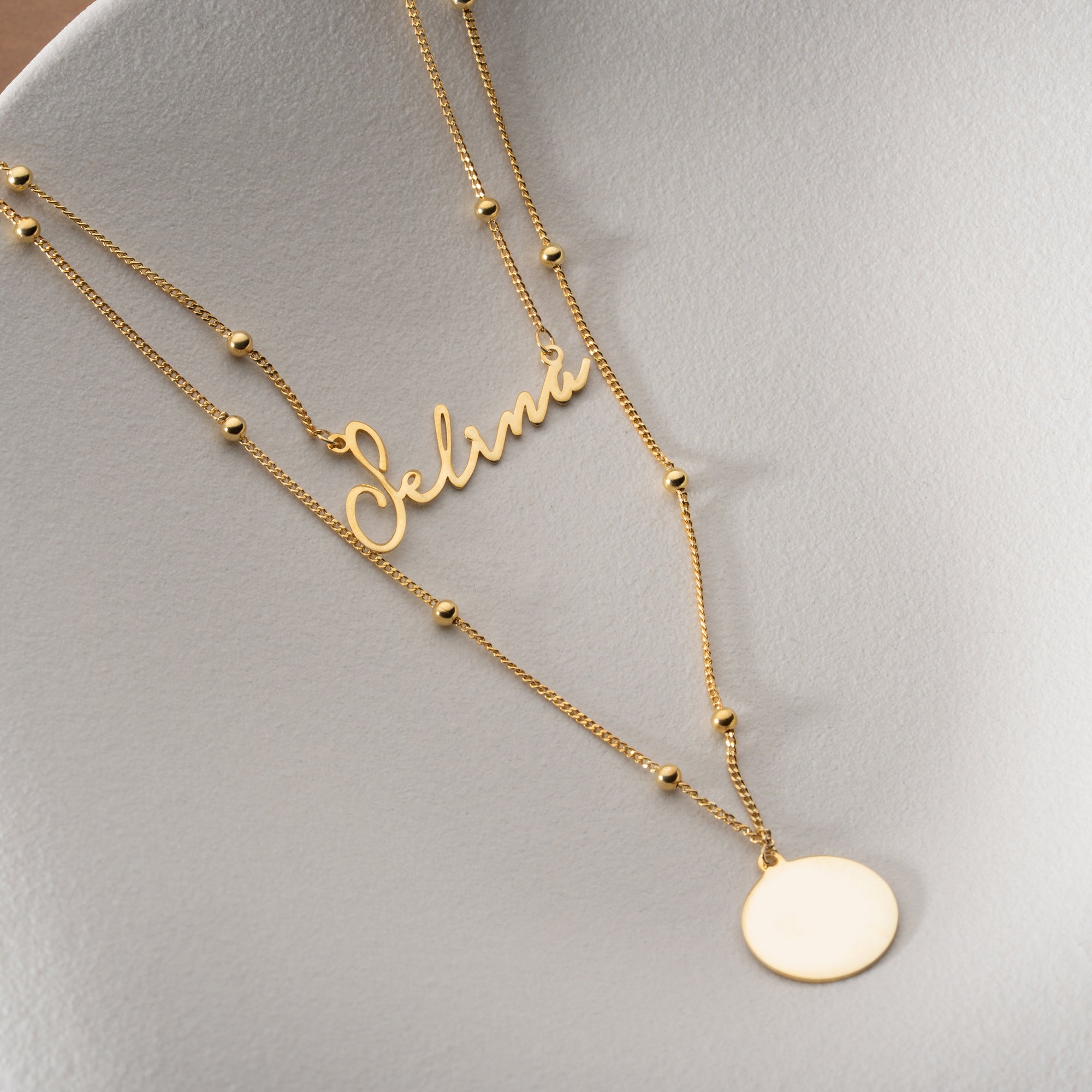 VINTAGE GOURMET NAMN KRAGE MED PLATSER | 925 SILVER