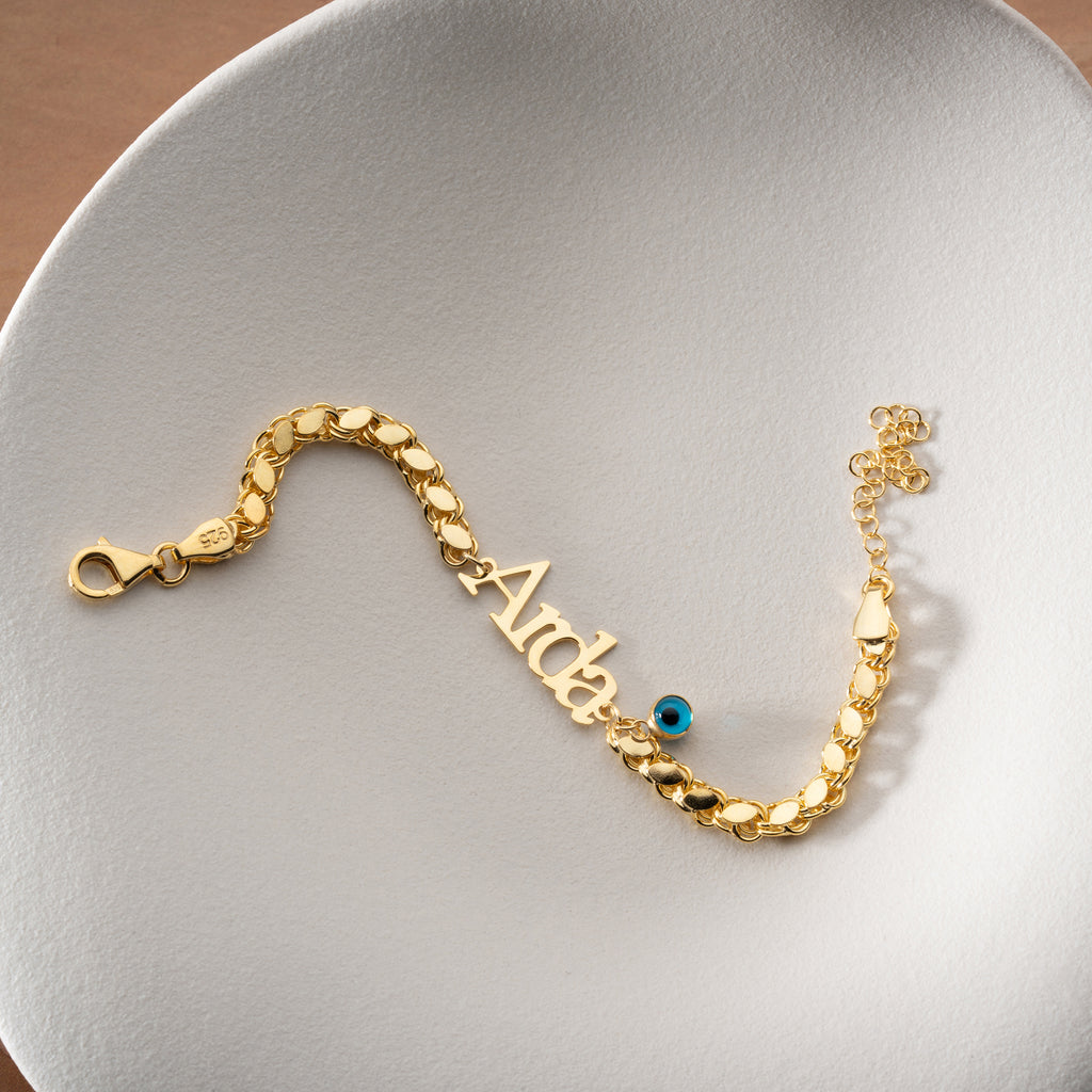 PÄRLARMBAND MED ÖNSKET NAMN | 925 SILVER