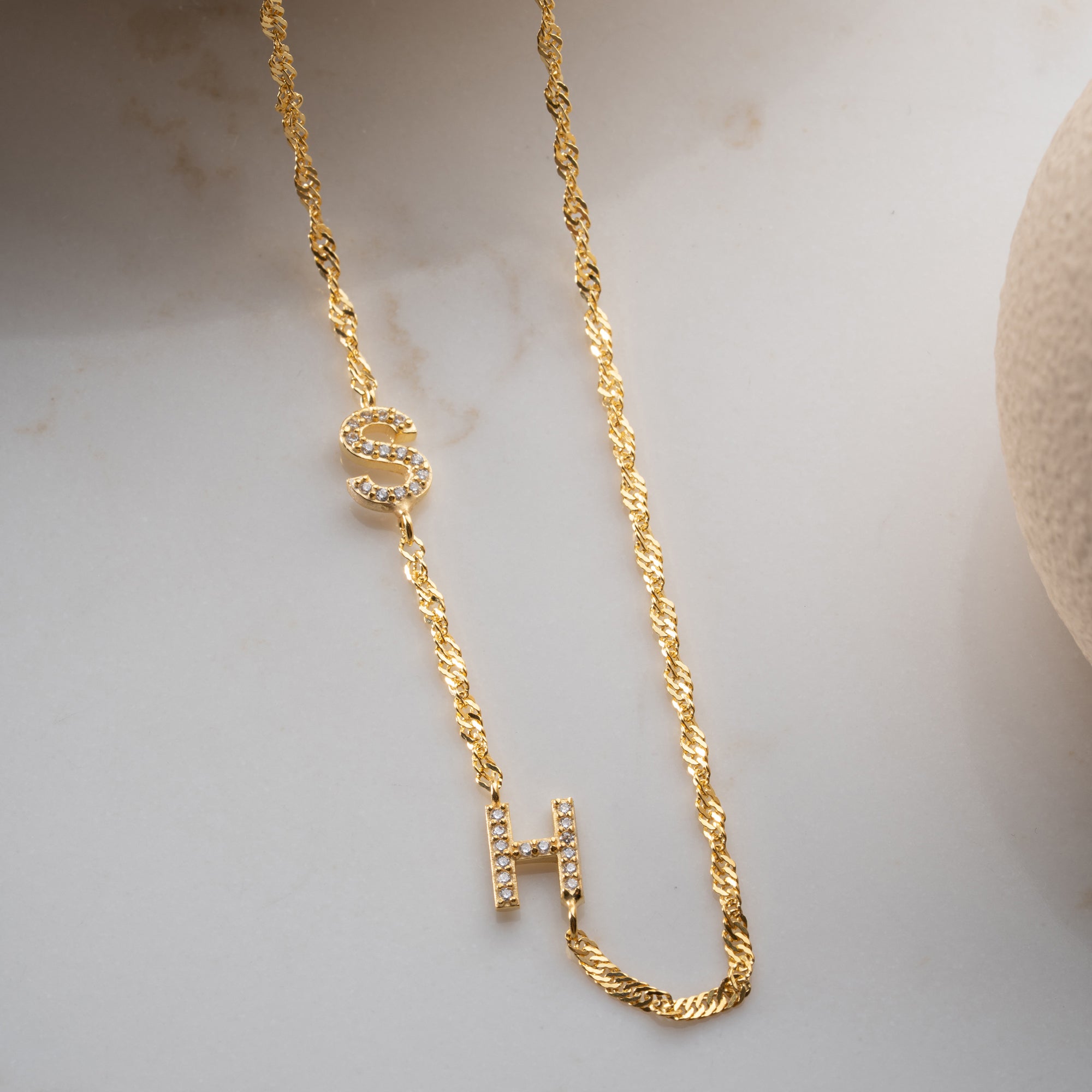 SINGAPORE DUO ZIRKONIA BRUKSHALSBAND | 925 SILVER