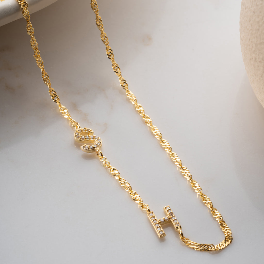 SINGAPORE DUO ZIRKONIA BRUKSHALSBAND | 925 SILVER