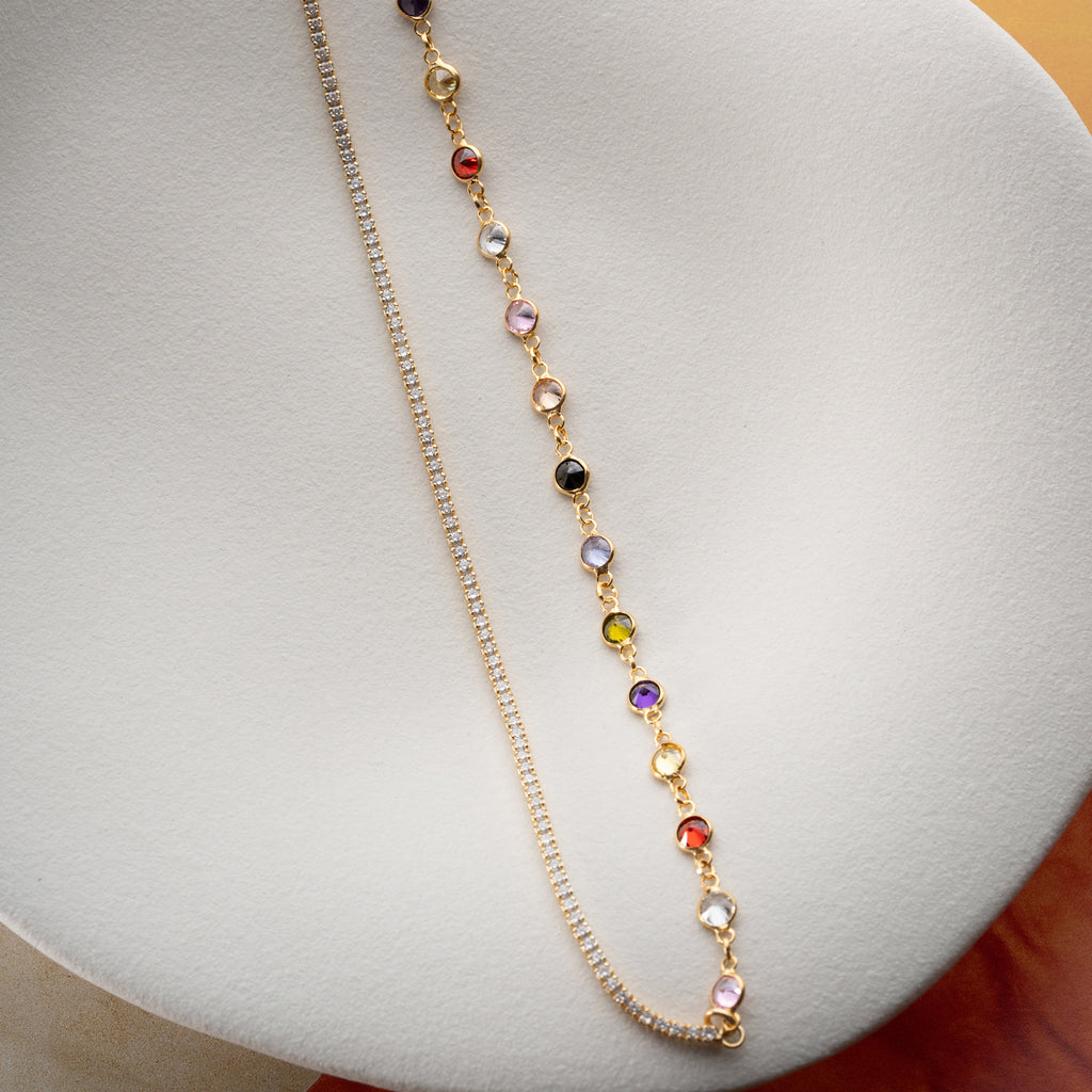 ICED X FÄRGFULL KEDJA | 925 SILVER