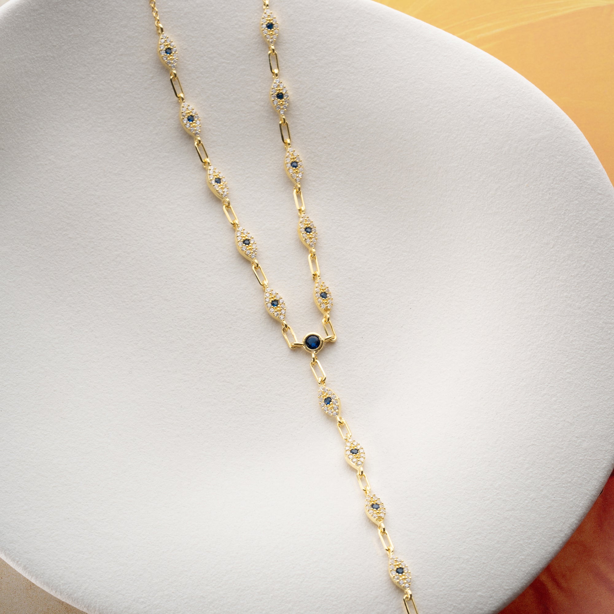 MINI BLUE EYE Y KEDJA | 925 SILVER