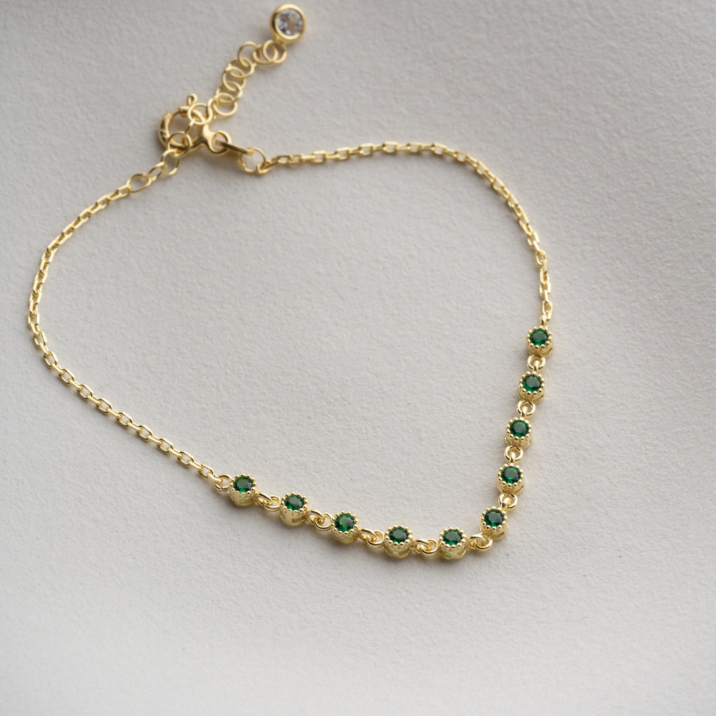 LIZI GRÖNT ARMBAND | 925 SILVER