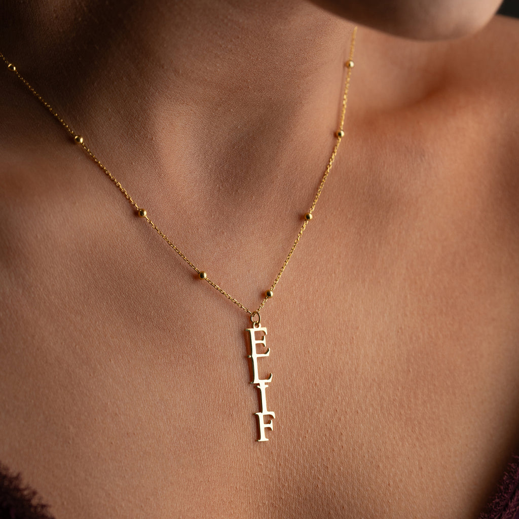 VINTAGE VERTIKALT NAMNHALSBAND | 925 SILVER