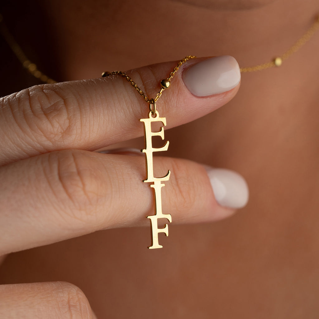 VINTAGE VERTIKALT NAMNHALSBAND | 925 SILVER