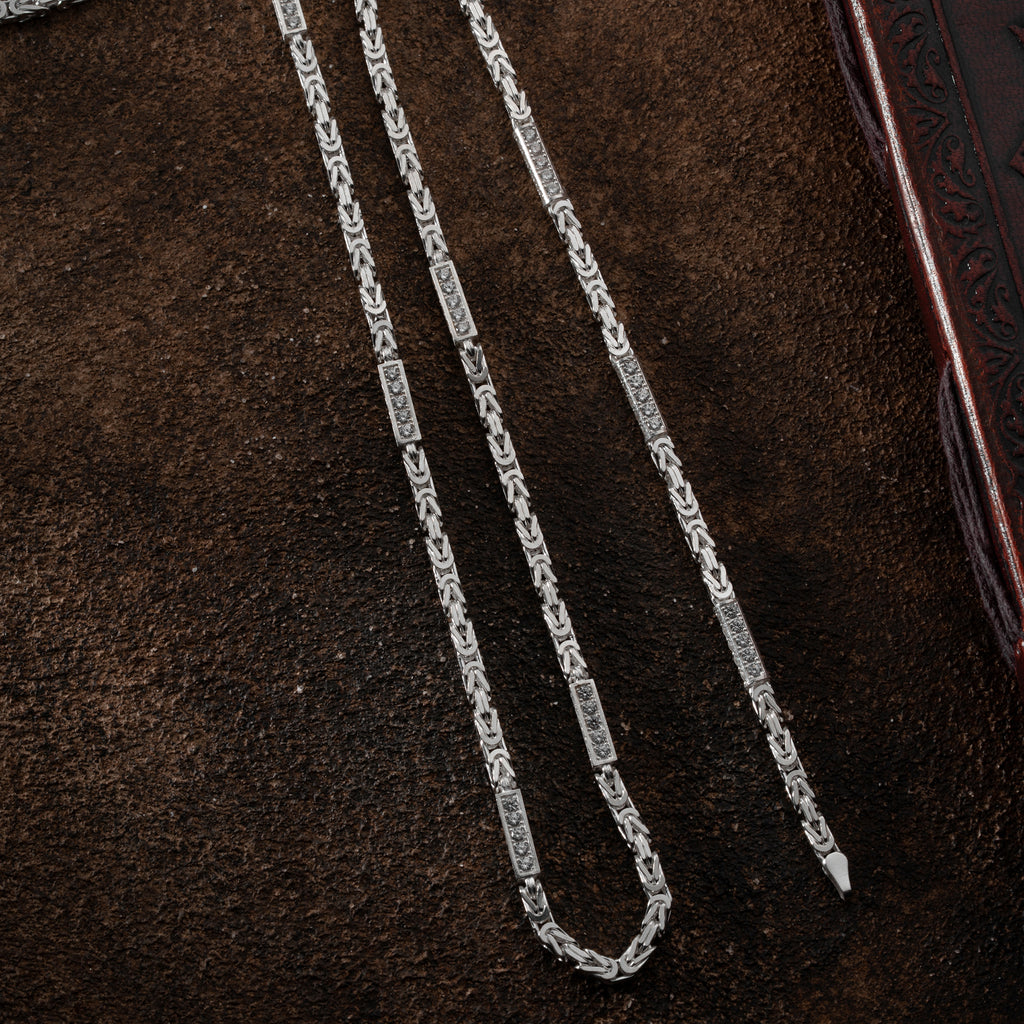 KING KEDJA MED RHINESTENES 4 mm SET | 925 SILVER