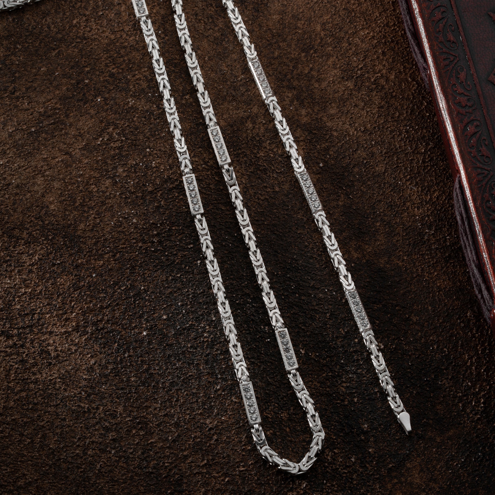 KING KEDJA MED RHINESTENES 4 mm SET | 925 SILVER