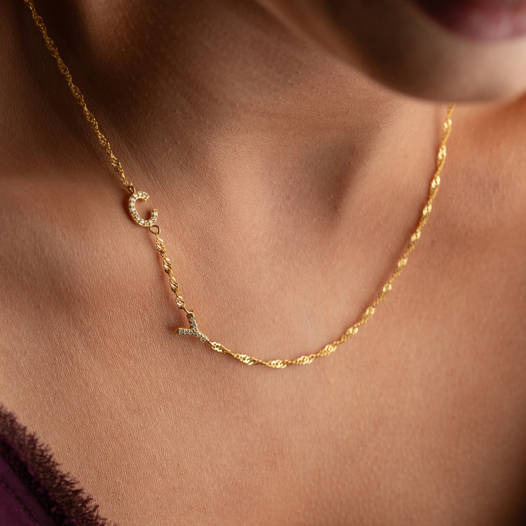 SINGAPORE DUO ZIRKONIA BRUKSHALSBAND | 925 SILVER