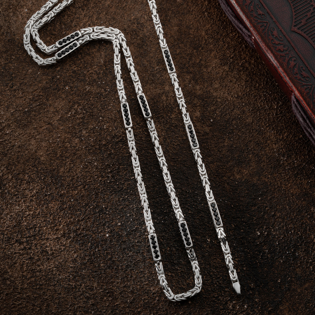 KING KEDJA SVART RHINESTENES SET 4mm | 925 SILVER 