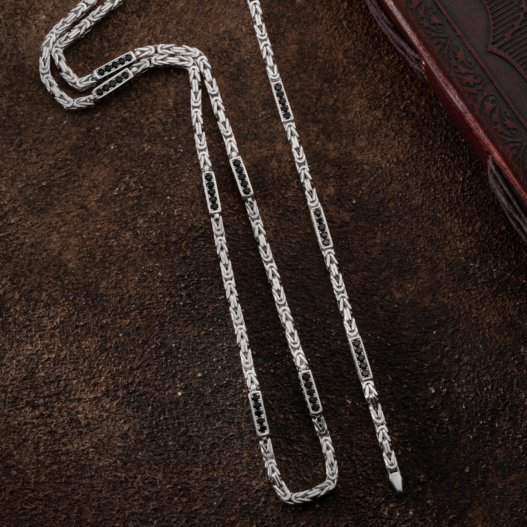 KING KEDJA SVART RHINESTENES SET 4mm | 925 SILVER 