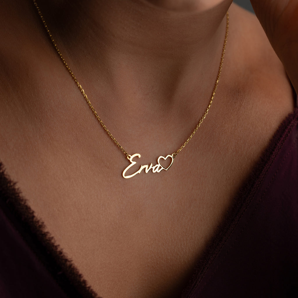 HJÄRTA NAMN KRAGE | 925 SILVER