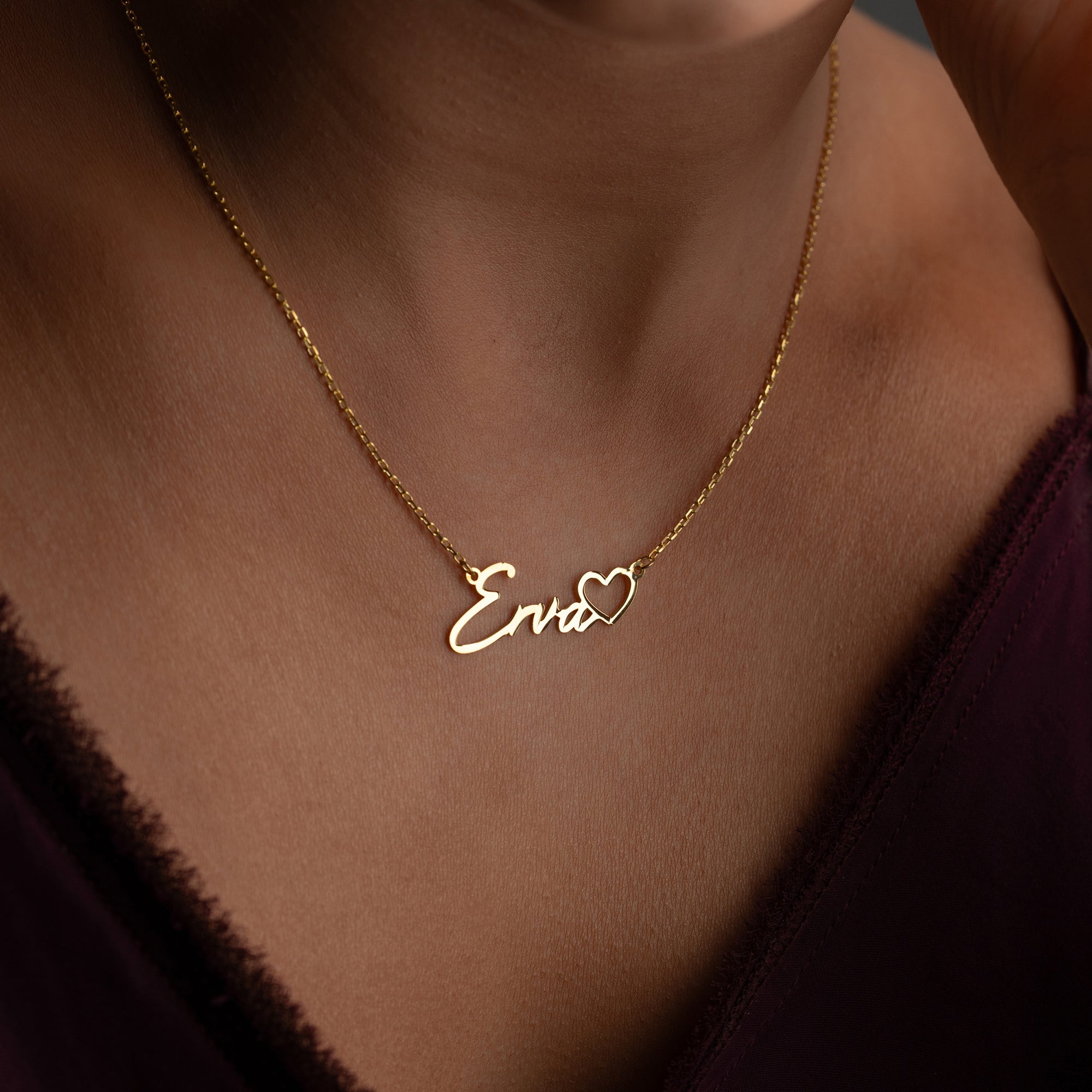 HJÄRTA NAMN KRAGE | 925 SILVER