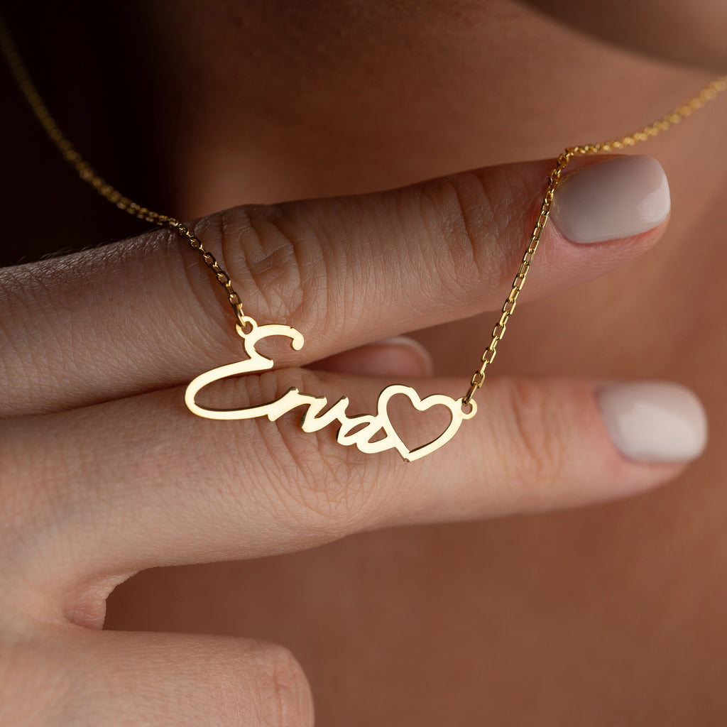 HJÄRTA NAMN KRAGE | 925 SILVER