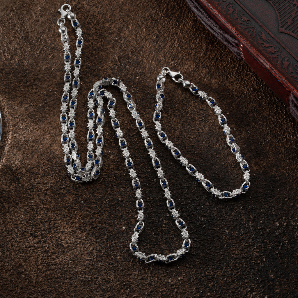 ANKER BLÅ DIAMANT SET | 925 SILVER 