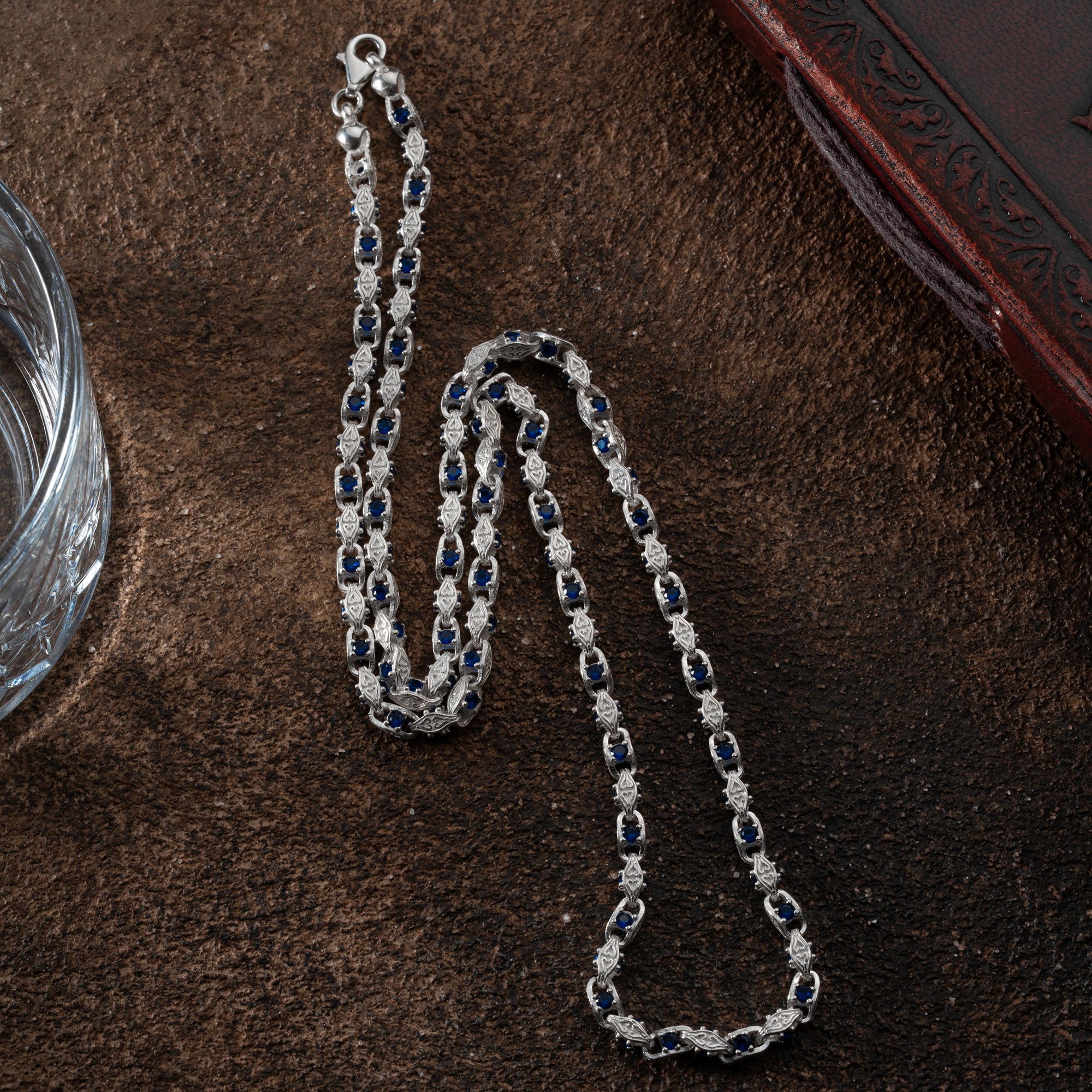 ANKER BLÅ DIAMANT KRAGE | 925 SILVER 