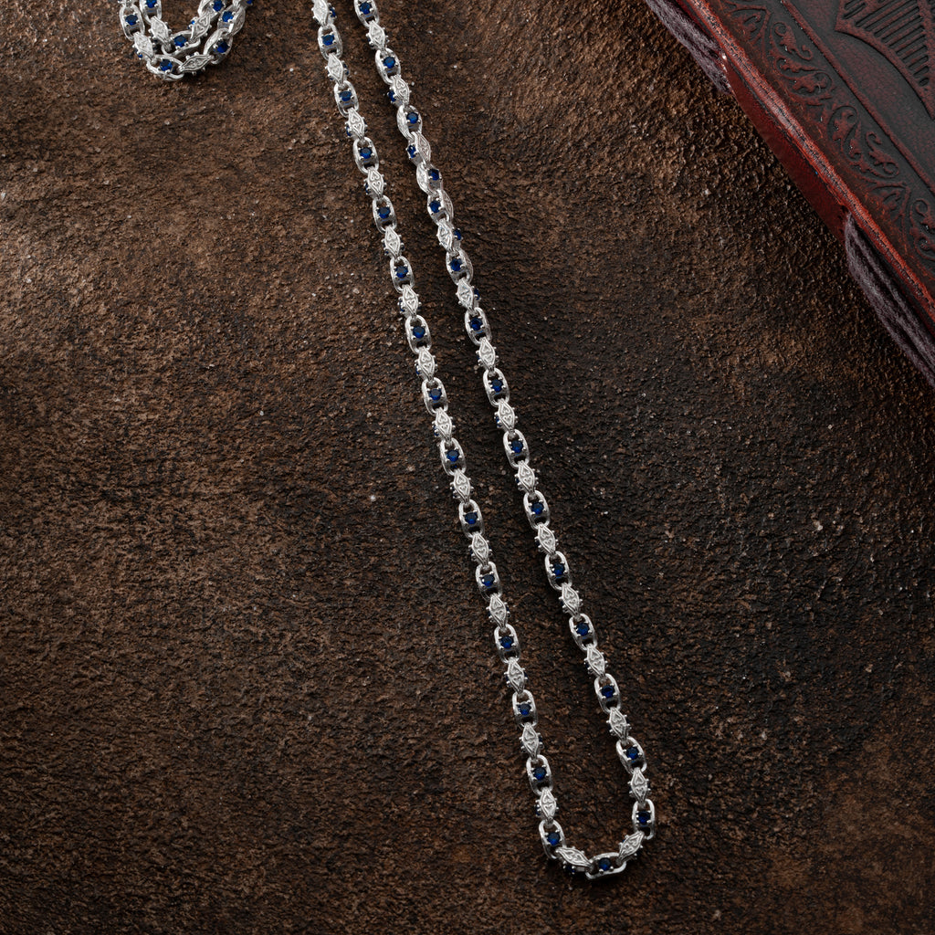 ANKER BLÅ DIAMANT KRAGE | 925 SILVER 