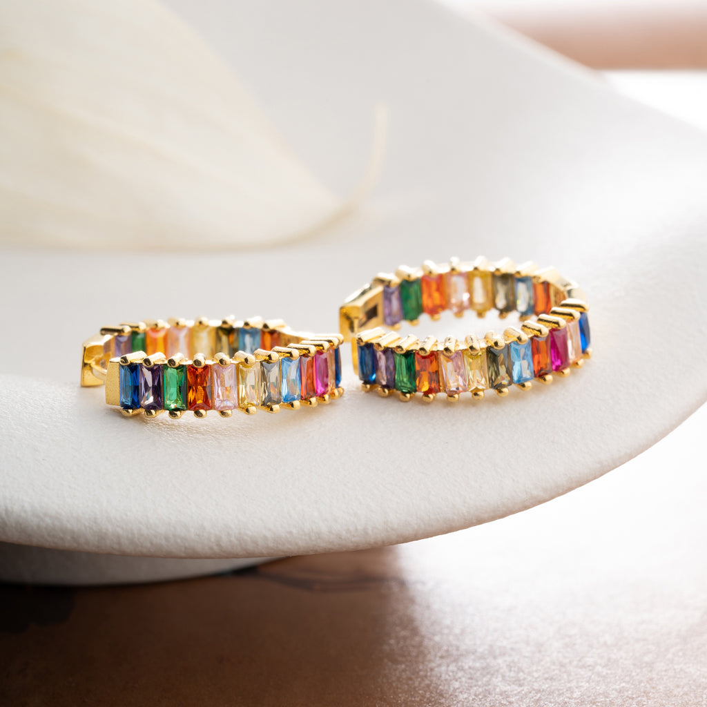 BAGUETTE FÄRGGLAD HÄNGNING | 925 SILVER